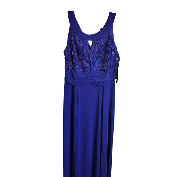 En Focus 14W Elegant Royal Blue Evening Gown Sequin Embellished Bodice Keyhole - Picture 5 of 14